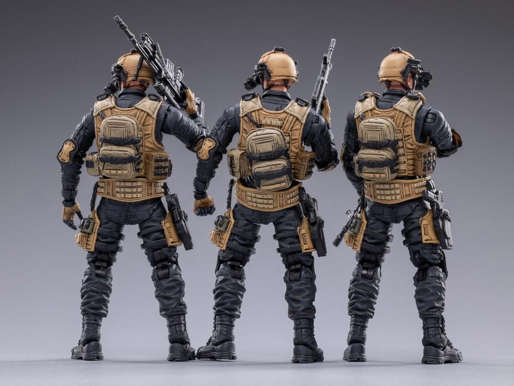 Joy Toy set of Police Sniper, Assault, and Automatic Rifleman figures is incredibly detailed in 1/18 scale. JoyToy, each figure is highly articulated and includes weapon accessories as well as several pieces of removable gear.