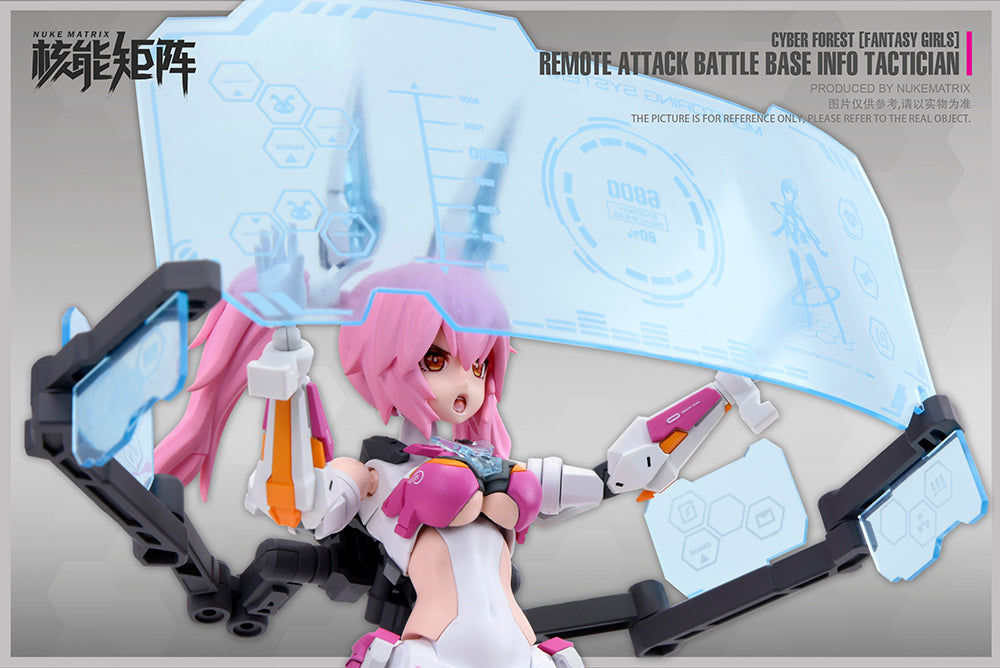 This model kit by Nuke Matrix is yet another addition to their Cyber Forest Fantasy Girls lineup. The Cyber Forest Remote Attack Battle Base Info Tactician features pieces to build weapons and accessories with a wide range of motion along with a battle base.