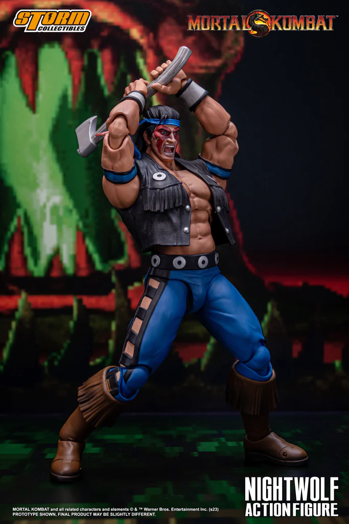 NIGHTWOLF is one of few Earthrealm mortals with a strong connection to the spirit world. A powerful Native American shaman, he is guided by the empyrean forces and communes with divine beings such as Haokah, known to the East as Raiden. Nightwolf's devotion allows the Spirits to work through him, granting him unnatural long life and ethereal weapons to kombat the darkness that threatens mortalkind.