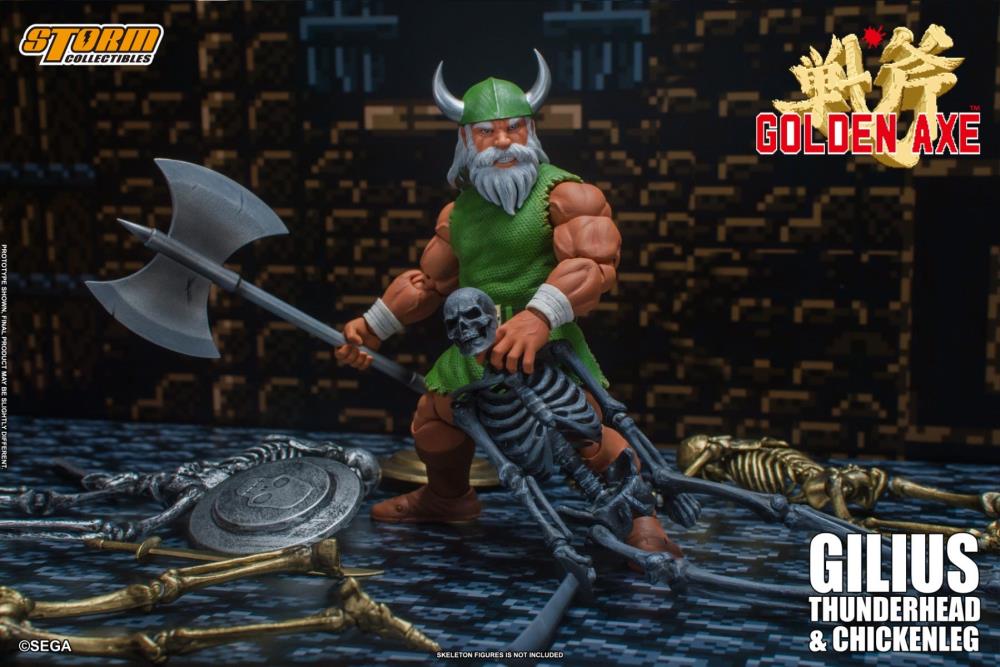 Gilius Thunderhead the axe wielding dwarf, who serves as one of the main protagonists in the Golden Axe franchise is coming to Storm Collectibles! Despite his age and stature, he is one of the original warriors to rise up against Death Adder and is highly capable of commandeering a Chicken Leg monster into battle. Other figures not included