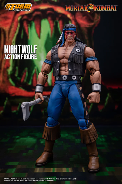 NIGHTWOLF is one of few Earthrealm mortals with a strong connection to the spirit world. A powerful Native American shaman, he is guided by the empyrean forces and communes with divine beings such as Haokah, known to the East as Raiden. Nightwolf's devotion allows the Spirits to work through him, granting him unnatural long life and ethereal weapons to kombat the darkness that threatens mortalkind.