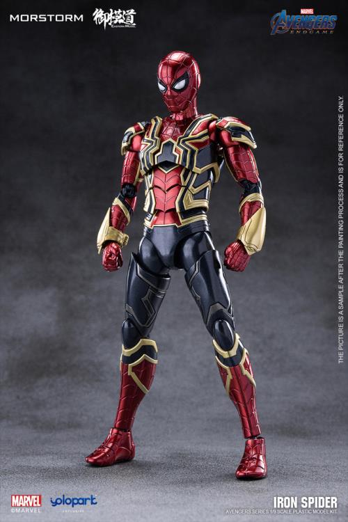 This 1/9 scale Eastern Model Morstorm Iron Spider (Deluxe Ver.) model features plastic and die-cast parts for a more real feel. Once assembled, this kit becomes a fully articulated figure with a diorama display and stand.