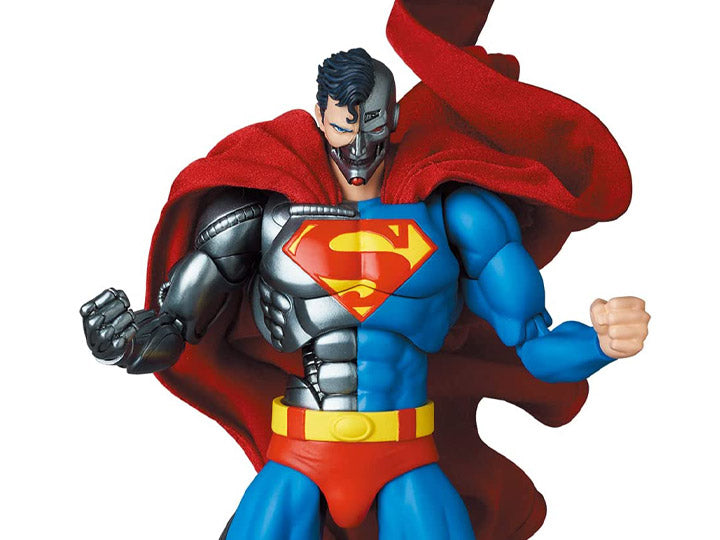 Based on the Return of Superman storyline, the MAFEX Cyborg Superman is a highly detailed action figure. Cyborg Superman features a high level of articulation for acting out all of your favorite scenes, along with a fabric cape, multiple hands, with blaster and blast effect part!
