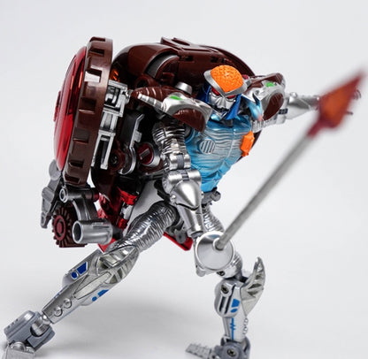 TransArt introduces their new figure BWM-07 TransMetal Metal Mouse! The color scheme looks really good on this figure, and they even managed to get the metal to look good. This figure is Masterpiece scaled and includes moveable joints, and is approximately 6 inches tall in robot mode.