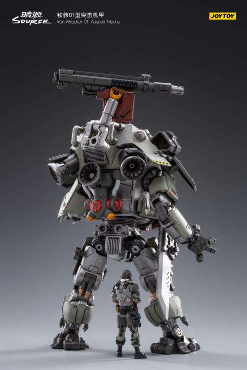Joy Toy military vehicle series continues with the Dark Source Iron Wrecker 01 Assault Mecha and pilot figure! JoyToy, each 1/25 scale articulated military mech and pilot features intricate details on a small scale and comes with equally-sized weapons and accessories.