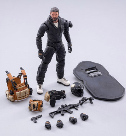 Joy Toy set of Mercenary Kahn, Mercenary Johnny, and Mercenary K figures is incredibly detailed in 1/18 scale. JoyToy, each figure is highly articulated and includes weapon accessories as well as several pieces of removable gear.