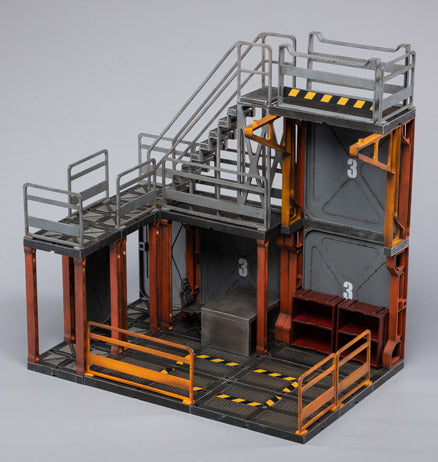 Joy Toy brings even more incredibly detailed 1/18 scale dioramas to life with this mecha depot testing area diorama! JoyToy set includes flooring, a lower deck room, railings, and a staircase.