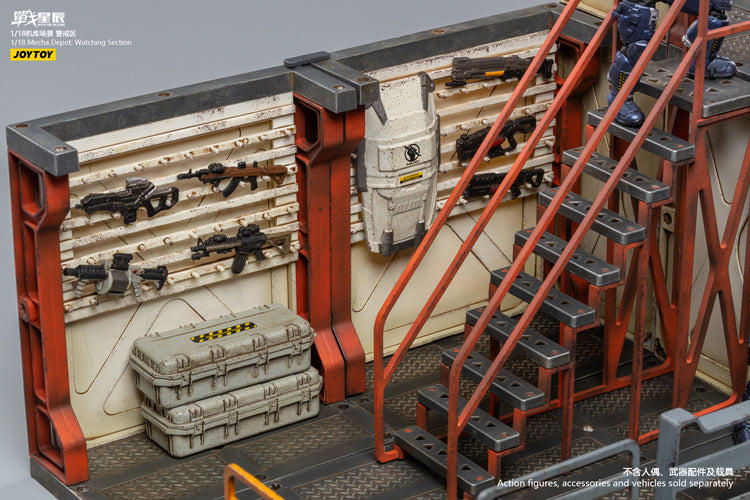 Joy Toy brings even more incredibly detailed 1/18 scale dioramas to life with this mecha depot watch area diorama! This set includes flooring, a lower deck room, and a staircase leading up to a watch area room.