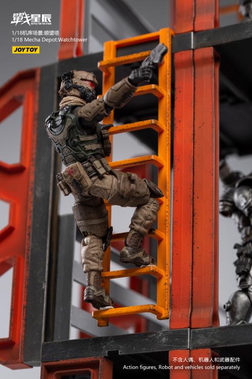 Joy Toy brings even more incredibly detailed 1/18 scale dioramas to life with this mecha depot observation tower diorama! JoyToy set includes flooring, upper and lower levels, and railings.