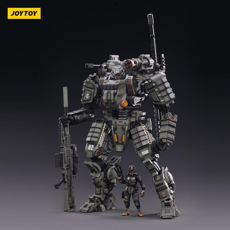 Joy Toy military vehicle series continues with the New Zeus Heavy Firepower Mecha! This 1/18-scale military Mech includes a pilot that can ride inside and a variety of weapon accessories along with removable armor pieces. JoyToy New Zeus Heavy Firepower Mecha stands about 12 1/2" tall and the pilot figure measures just under 4" tall.