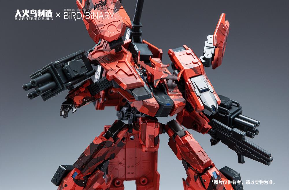    Big Fire Bird brings you their new figure, Red Jackal! This new Bigfirebird build figure BV-02R can convert between robot mode, tank mode, and turret mode and stands almost 7 inches tall. This figure comes with several weapons and accessories for a wide array of poses.