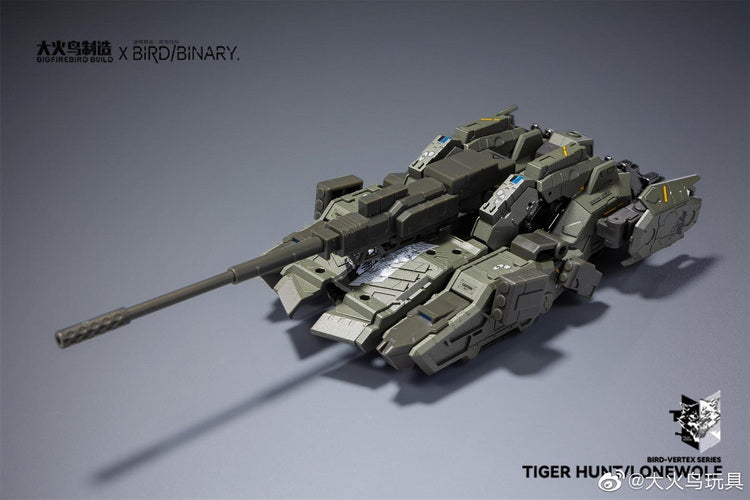 Big Fire Bird (Bigfirebird build)x Bird Binary brings you their new figure, BV-01 Tigerhunt Type-N! This new figure features removable armor and stands almost 7 inches tall. This figure comes with several weapons and accessories for a wide array of poses.