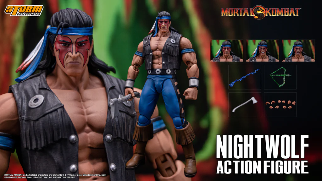 NIGHTWOLF is one of few Earthrealm mortals with a strong connection to the spirit world. A powerful Native American shaman, he is guided by the empyrean forces and communes with divine beings such as Haokah, known to the East as Raiden. Nightwolf's devotion allows the Spirits to work through him, granting him unnatural long life and ethereal weapons to kombat the darkness that threatens mortalkind.