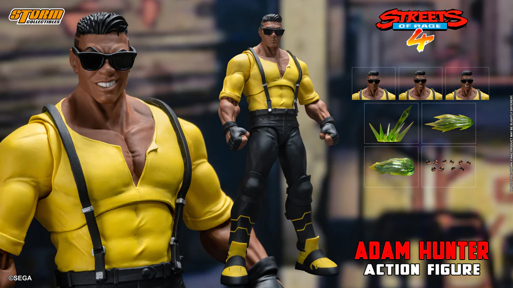 Adam Hunter makes his debut in 1991's Streets of Rage as one of the three cops who quit the city's corrupt police force, in order to personally hunt down the syndicate leader themselves. Along with Axel Stone and Blaze Fielding, he manages to defeat the syndicate leader Mr. X in his own headquarters. Adam uses a form of boxing with a large amount of kicks added into his move-set, more closely resembling kickboxing than actual traditional boxing.