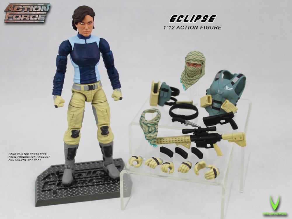 Valaverse is excited to introduce Eclipse to the premium action figure line, Action Force. Eclipse features over 30 points of articulation, multiple accessories, and an Action Force display stand to place her anywhere.