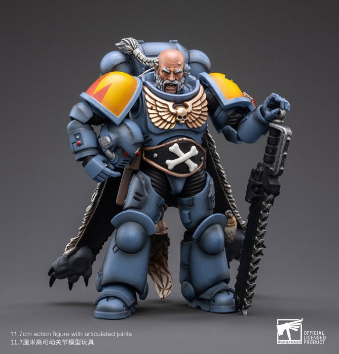 From the Joy Toy Warhammer 40K series comes a 1/18 scale figure of Space Wolves Brother Gunnar. Each JoyToy Space Wolves figure includes multiple weapons and accessories for a wide variety of display options.