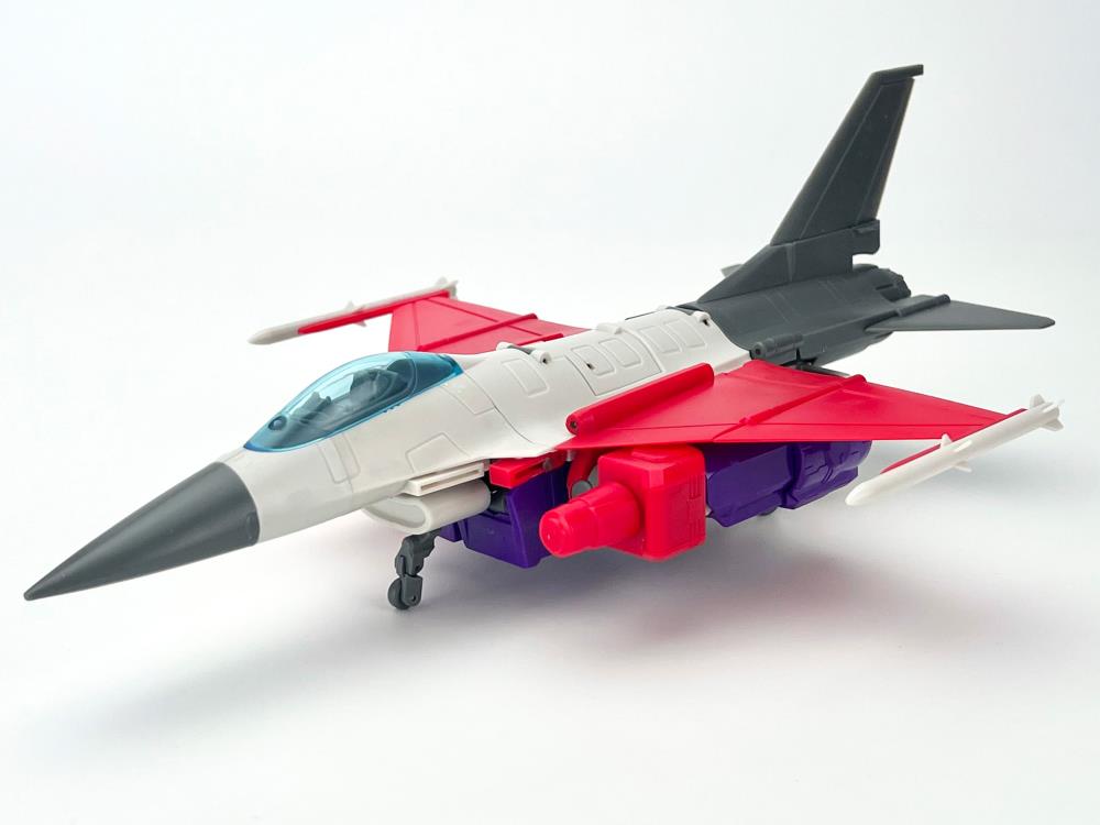 From Fans Hobby comes the Master Builder MB-23 Destroyer converting robot. This robot features a red, white and purple color scheme and can convert into a jet plane. This highly detailed Destroyer figure is a terrific addition to any collection.