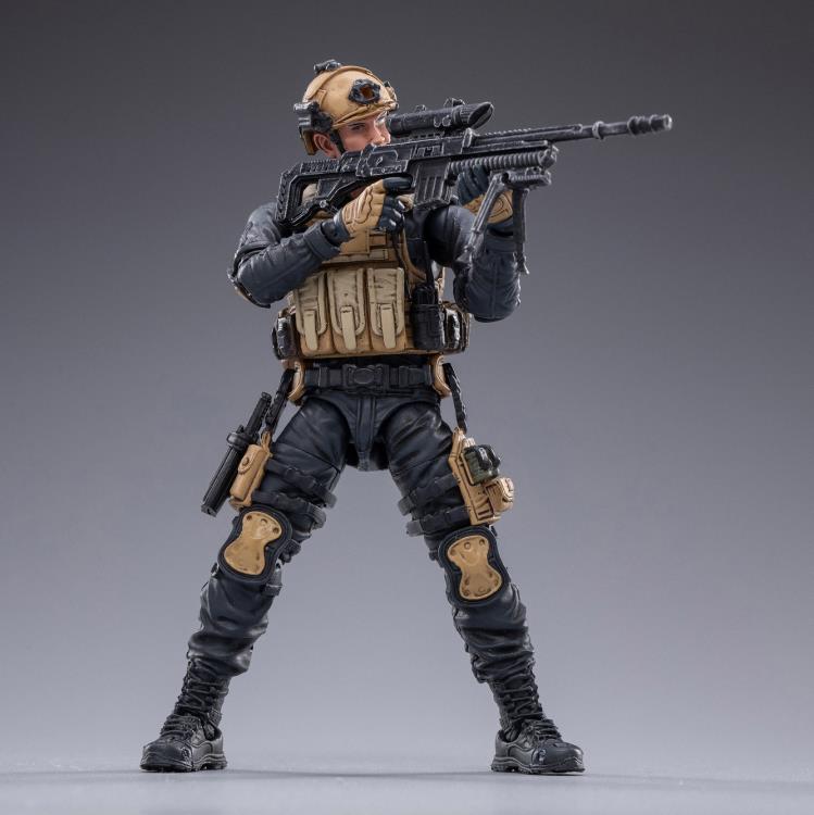 Joy Toy set of Police Sniper, Assault, and Automatic Rifleman figures is incredibly detailed in 1/18 scale. JoyToy, each figure is highly articulated and includes weapon accessories as well as several pieces of removable gear.