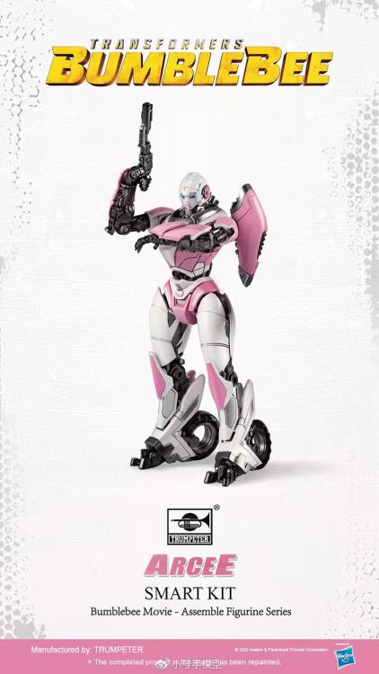 From Trumpeter comes the Transformers: Bumblebee Arcee Smart model kit! This model kit requires no glue or paint. When complete, Arcee will stand 5.11 inches tall and feature a fully articulated body.