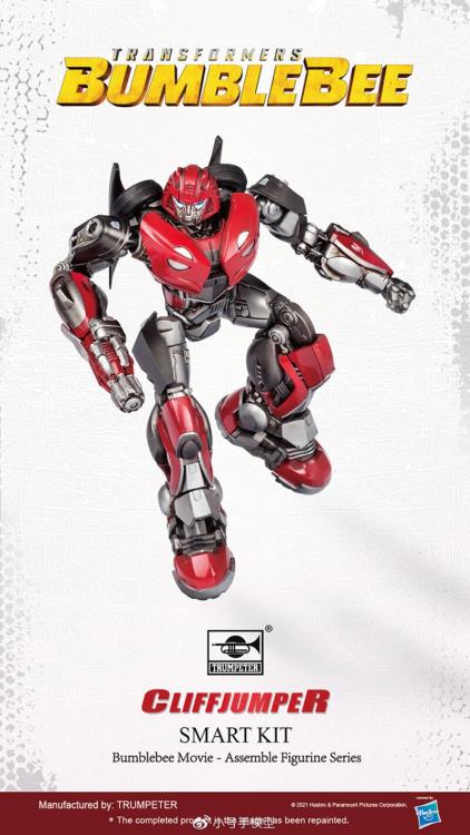 From Trumpeter comes the Transformers Cliffjumper model kit! This model kit is comprised of pre-painted pieces. When complete Cliffjumper will stand 3.5 inches tall and features a great range of articulation.