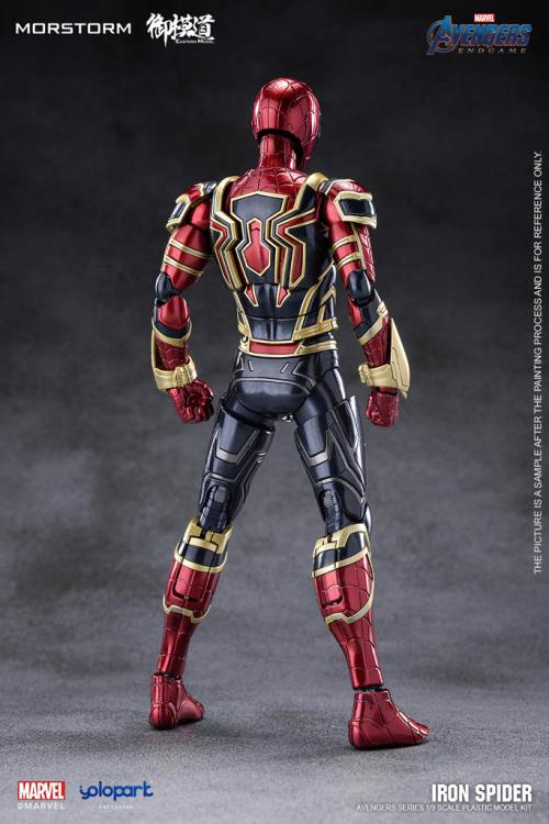 This 1/9 scale Eastern Model Morstorm Iron Spider (Deluxe Ver.) model features plastic and die-cast parts for a more real feel. Once assembled, this kit becomes a fully articulated figure with a diorama display and stand.