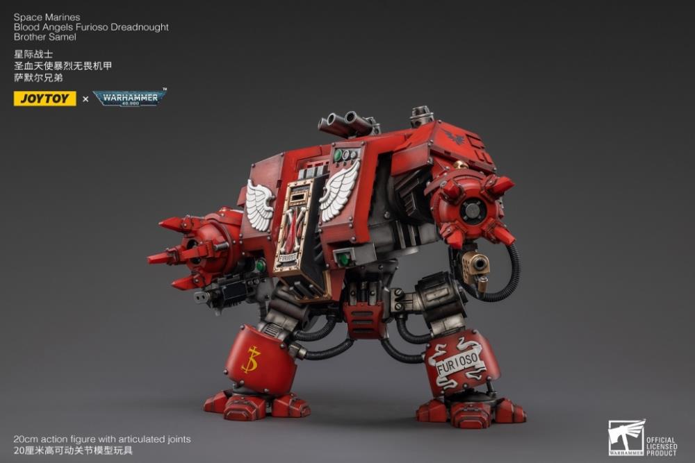 Joy Toy brings the Blood Angels from Warhammer 40k to life with this new series of 1/18 scale figures.  Each JoyToy figure includes interchangeable hands and weapon accessories and stands between 4″ and 6″ tall.