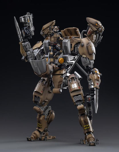 Joy Toy military vehicle series continues with the Xingtian Mecha and pilot figures ! JoyToy, each 1/18 scale articulated military mech and pilot features intricate details on a small scale and comes with equally-sized weapons and accessories.