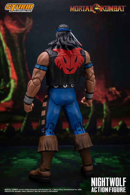 NIGHTWOLF is one of few Earthrealm mortals with a strong connection to the spirit world. A powerful Native American shaman, he is guided by the empyrean forces and communes with divine beings such as Haokah, known to the East as Raiden. Nightwolf's devotion allows the Spirits to work through him, granting him unnatural long life and ethereal weapons to kombat the darkness that threatens mortalkind.