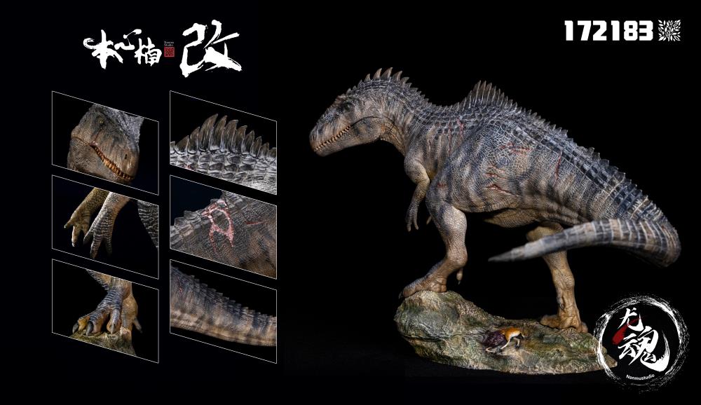 From Nanmu Studio, the Soul of a Dragon series Giganotosaurus King of the Border is a must have for any dinosaur enthusiast. This realistically sculpted Giganotosaurus Gustave is in 1/35 scale and features an exquisite painted finish.