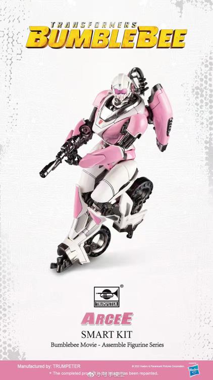 From Trumpeter comes the Transformers: Bumblebee Arcee Smart model kit! This model kit requires no glue or paint. When complete, Arcee will stand 5.11 inches tall and feature a fully articulated body.