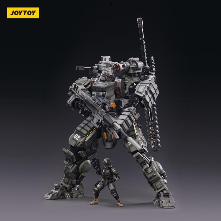 Joy Toy military vehicle series continues with the New Zeus Heavy Firepower Mecha! This 1/18-scale military Mech includes a pilot that can ride inside and a variety of weapon accessories along with removable armor pieces. JoyToy New Zeus Heavy Firepower Mecha stands about 12 1/2" tall and the pilot figure measures just under 4" tall.