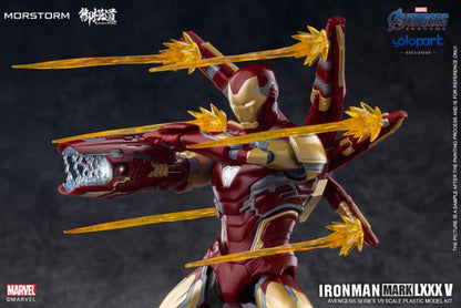 This 1/9 scale Eastern Model Morstorm Marvel Avengers end game Iron Man Mark 85 (Standard Ver.) model features plastic and die-cast parts for a more real feel. Once assembled, this kit becomes a fully articulated figure with a diorama display and stand.
