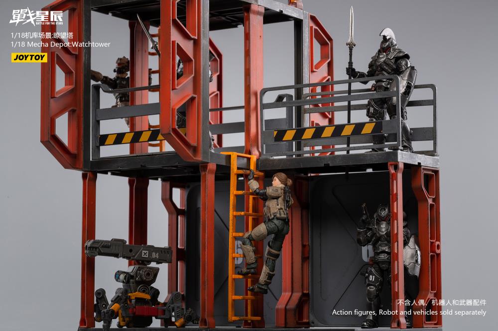 Joy Toy brings even more incredibly detailed 1/18 scale dioramas to life with this mecha depot observation tower diorama! JoyToy set includes flooring, upper and lower levels, and railings.