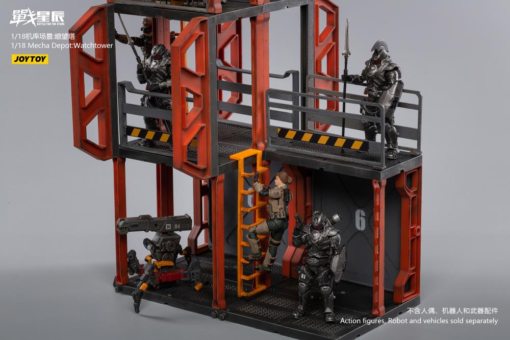 Joy Toy brings even more incredibly detailed 1/18 scale dioramas to life with this mecha depot observation tower diorama! JoyToy set includes flooring, upper and lower levels, and railings.