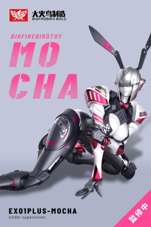 From Big Fire Bird, the EX-01 Plus Mocha is a warrior robot who can transform to a futuristic vehicle when it’s time to give chase. Standing over 7 inches tall, Bigfirebird build Mocha features a pink, white and gray color scheme and is highly poseable.