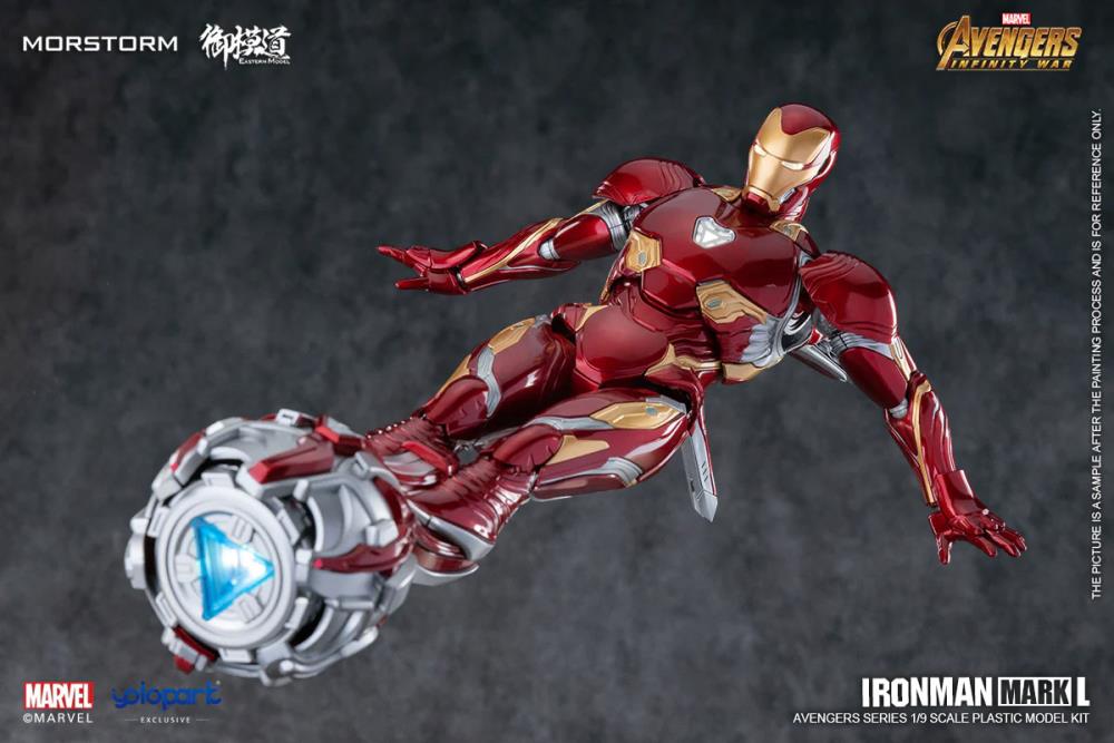 Build your own Eastern Model Morstorm Iron Man MK50 suit with this 1/9 scale model kit from Yolopark. This impressive model kit features a deep variety of option to customize Iron Man with and in high detail as well. 