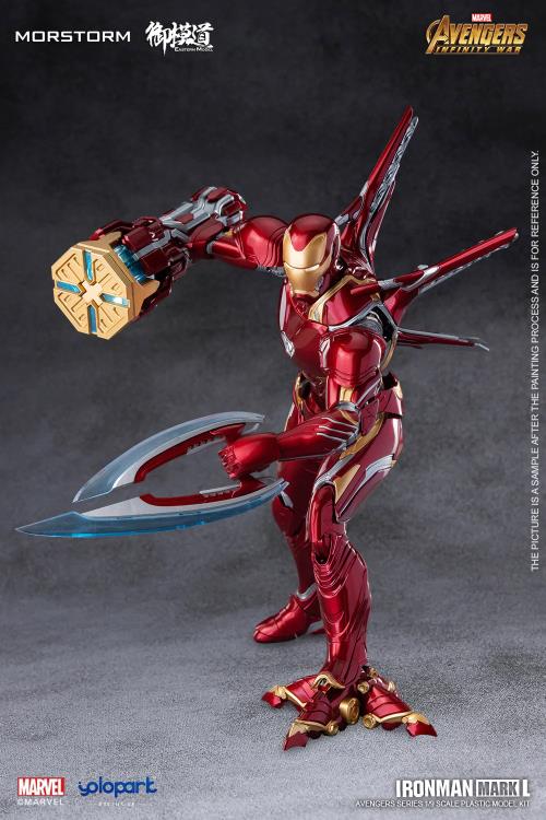 Build your own Eastern Model Morstorm Iron Man MK50 suit with this 1/9 scale model kit from Yolopark. This impressive model kit features a deep variety of option to customize Iron Man with and in high detail as well. 