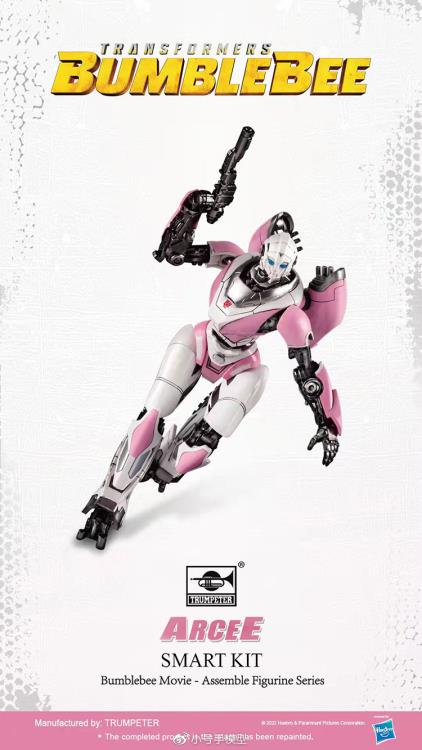 From Trumpeter comes the Transformers: Bumblebee Arcee Smart model kit! This model kit requires no glue or paint. When complete, Arcee will stand 5.11 inches tall and feature a fully articulated body.