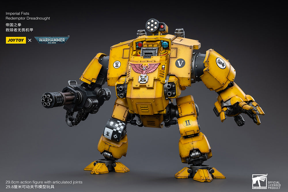 Joy Toy Warhammer 40K Imperial Fists Redemptor Dreadnought 1/18 Scale Figure. Redemptor dreadnoughts are more advanced than other dreadnoughts, using more powerful technology. JoyToy More powerful and more agile than the average dreadnought, these creations can change the tide of battle as soon as they're deployed. 