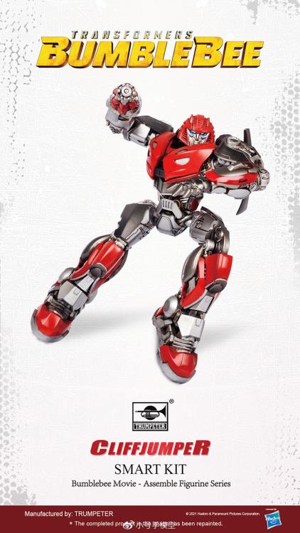 From Trumpeter comes the Transformers Cliffjumper model kit! This model kit is comprised of pre-painted pieces. When complete Cliffjumper will stand 3.5 inches tall and features a great range of articulation.