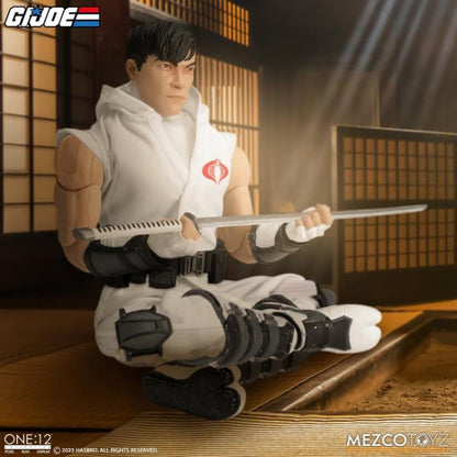 Enter Storm Shadow, Cobra Commander’s ninja bodyguard and latest addition to the One:12 Collective! The One:12 Collective Storm Shadow is outfitted in a short-sleeved karategi with Cobra insignia, shin guards, and tabi boots. His chest harness can hold 3 kunai in the front and his quiver in the back, and his thigh sheath can hold his nunchaku. Storm Shadow comes complete with two masked head portraits with different facial expressions, and 1 unmasked portrait.