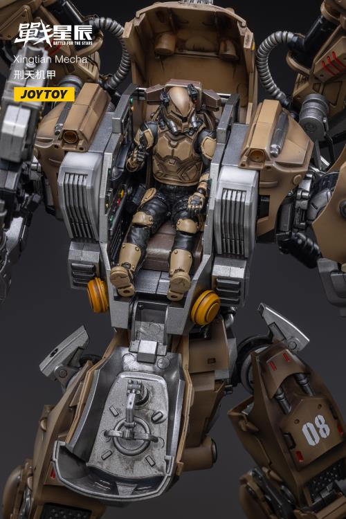 Joy Toy military vehicle series continues with the Xingtian Mecha and pilot figures ! JoyToy, each 1/18 scale articulated military mech and pilot features intricate details on a small scale and comes with equally-sized weapons and accessories.