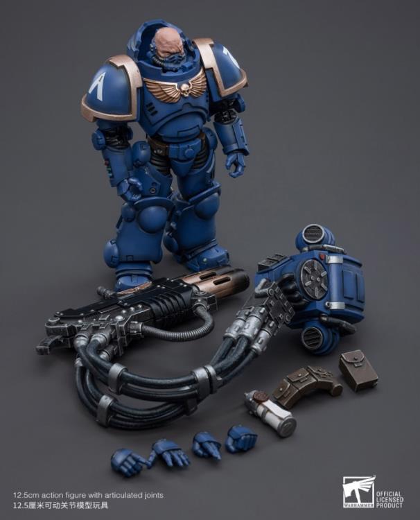 Joy Toy The most elite of the Space Marine Chapters in the Imperium of Man, Joy Toy brings the Ultramarines from Warhammer 40k to life with this new series of 1/18 scale figures. JoyToy each figure includes exclusive heads, interchangeable hands and weapon accessories and stands between 4" and 6" tall.