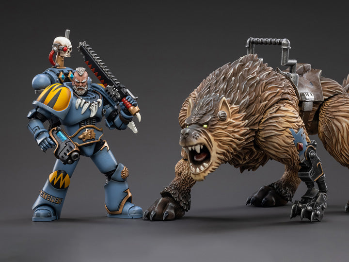 From Joy Toy, the Mountains of the Maelstrom come the legendary Space Wolves Thunderwolf, Cavalry Bjane and Frode ride into battle on his giant wolf as a detailed 1/8 scale figure. Each JoyToy figure includes interchangeable hands and weapon accessories and stands between 4" and 6" tall.