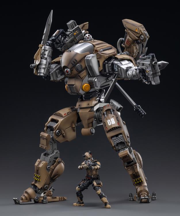 Joy Toy military vehicle series continues with the Xingtian Mecha and pilot figures ! JoyToy, each 1/18 scale articulated military mech and pilot features intricate details on a small scale and comes with equally-sized weapons and accessories.