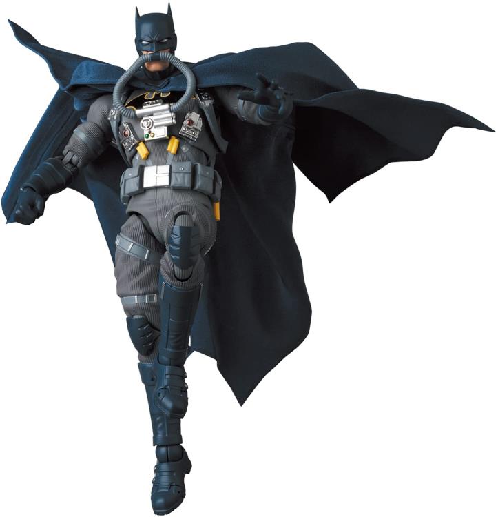 The ultimate Batman: HUSH figure returns to the MAFEX figure line! Batman wears his classic blue outfit with a real fabric cape and stealth jumper accessories.