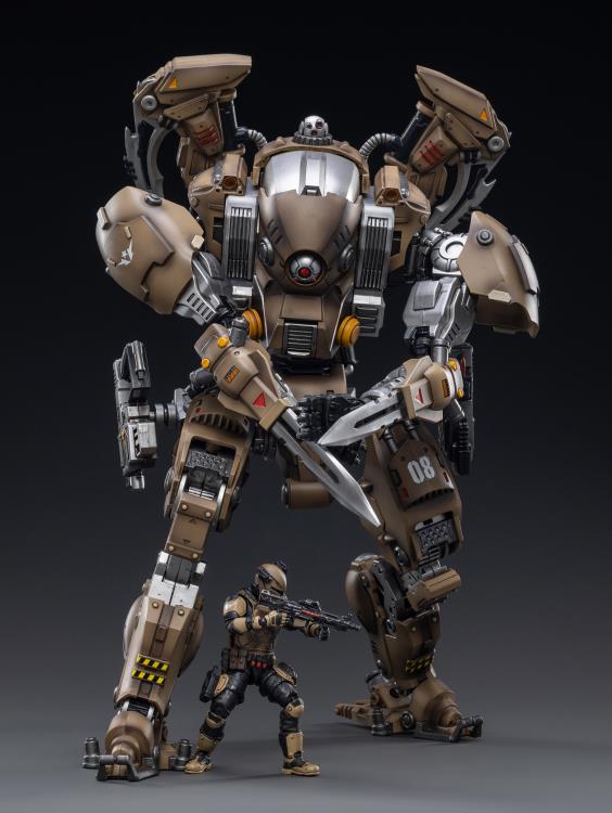 Joy Toy military vehicle series continues with the Xingtian Mecha and pilot figures ! JoyToy, each 1/18 scale articulated military mech and pilot features intricate details on a small scale and comes with equally-sized weapons and accessories.