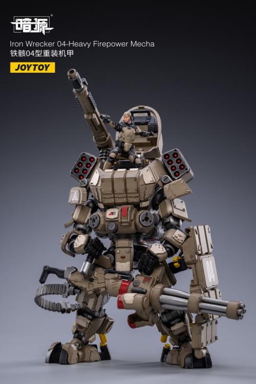Joy Toy military vehicle series continues with the Iron Wrecker 04 Heavy Firepower Mecha and pilot figure! JoyToy, each 1/25 scale articulated military mech and pilot features intricate details on a small scale and comes with equally-sized weapons and accessories.