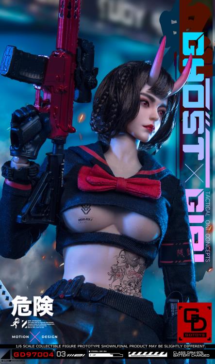 Add to your 1/6 scale collection with this unique GD Toys Tactical Oni Concepts Ghost Girl action figure. She is presented in 1/6 scale and features futuristic tactical attire. Ghost Girl includes several weapons and accessories to add endless display options.