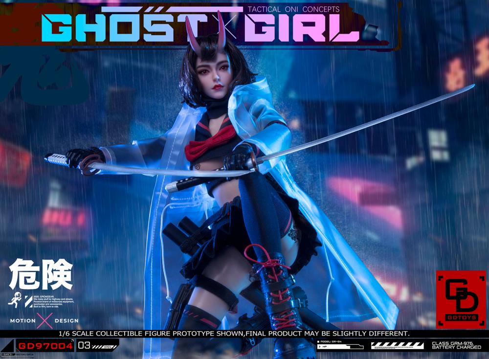 Add to your 1/6 scale collection with this unique GD Toys Tactical Oni Concepts Ghost Girl action figure. She is presented in 1/6 scale and features futuristic tactical attire. Ghost Girl includes several weapons and accessories to add endless display options.